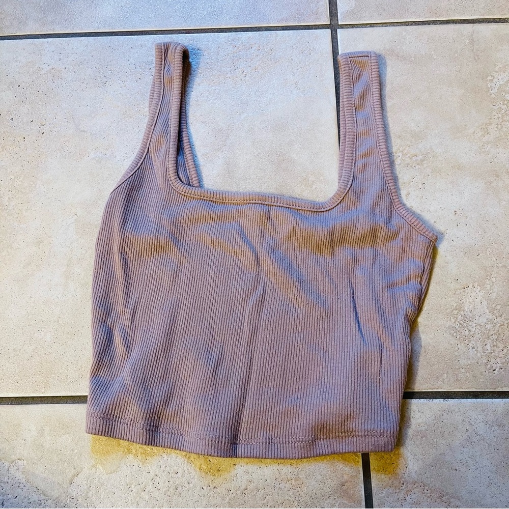 Square neck ribbed crop tank